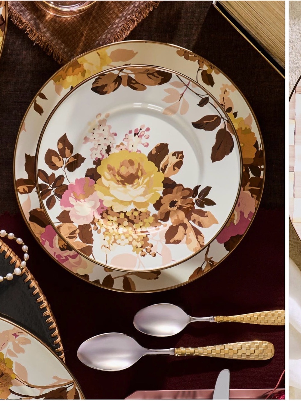 Mackenzie Childs Wild Rose Salad Plates Set of 4 NEw